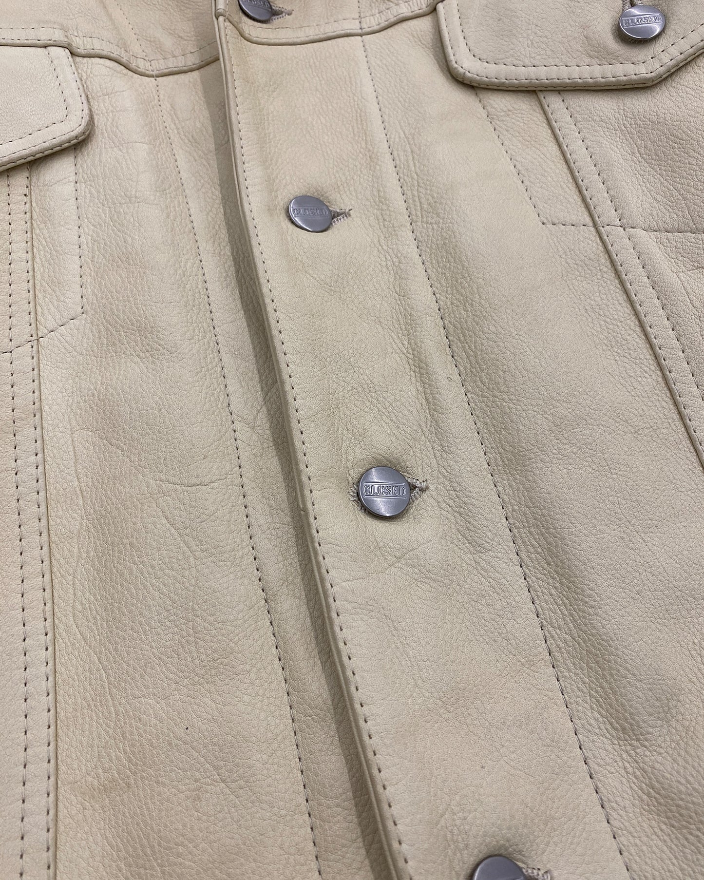 Closed by Girbaud 1980s Indestructible Leather Jacket Beige