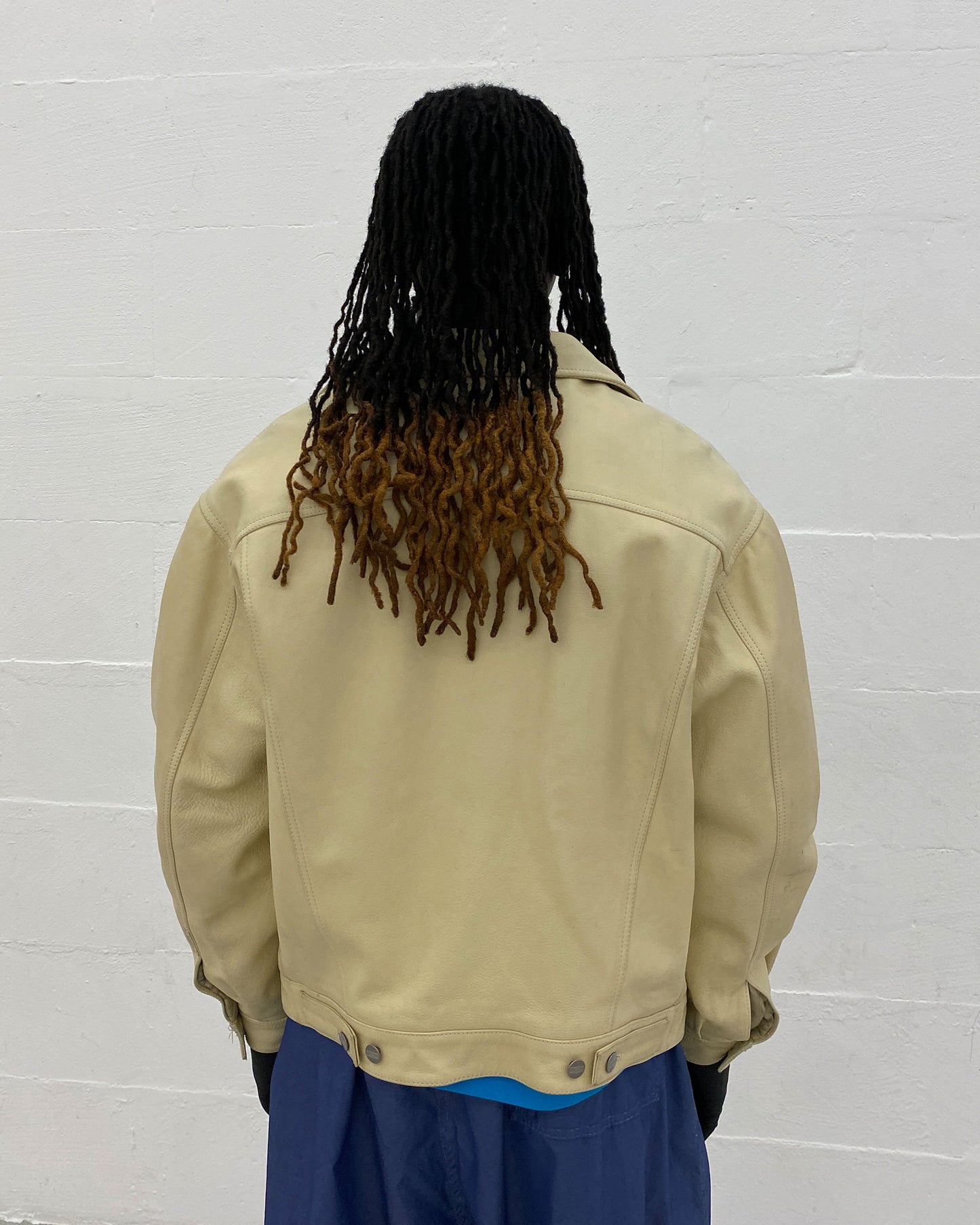 Closed by Girbaud 1980s Indestructible Leather Jacket Beige