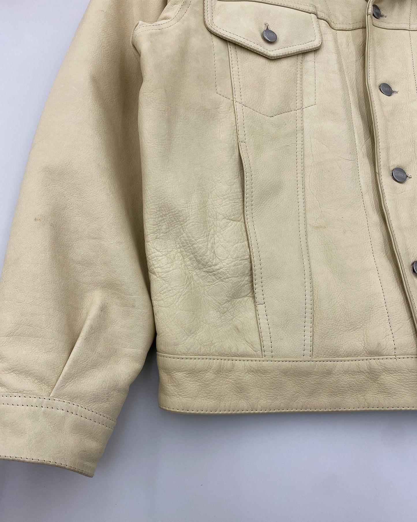 Closed by Girbaud 1980s Indestructible Leather Jacket Beige