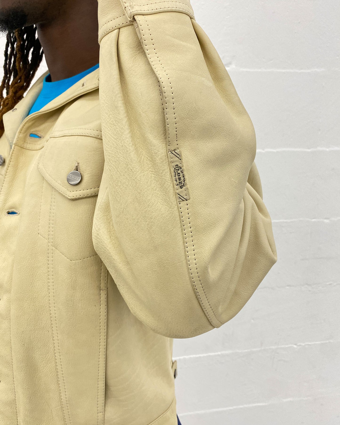 Closed by Girbaud 1980s Indestructible Leather Jacket Beige