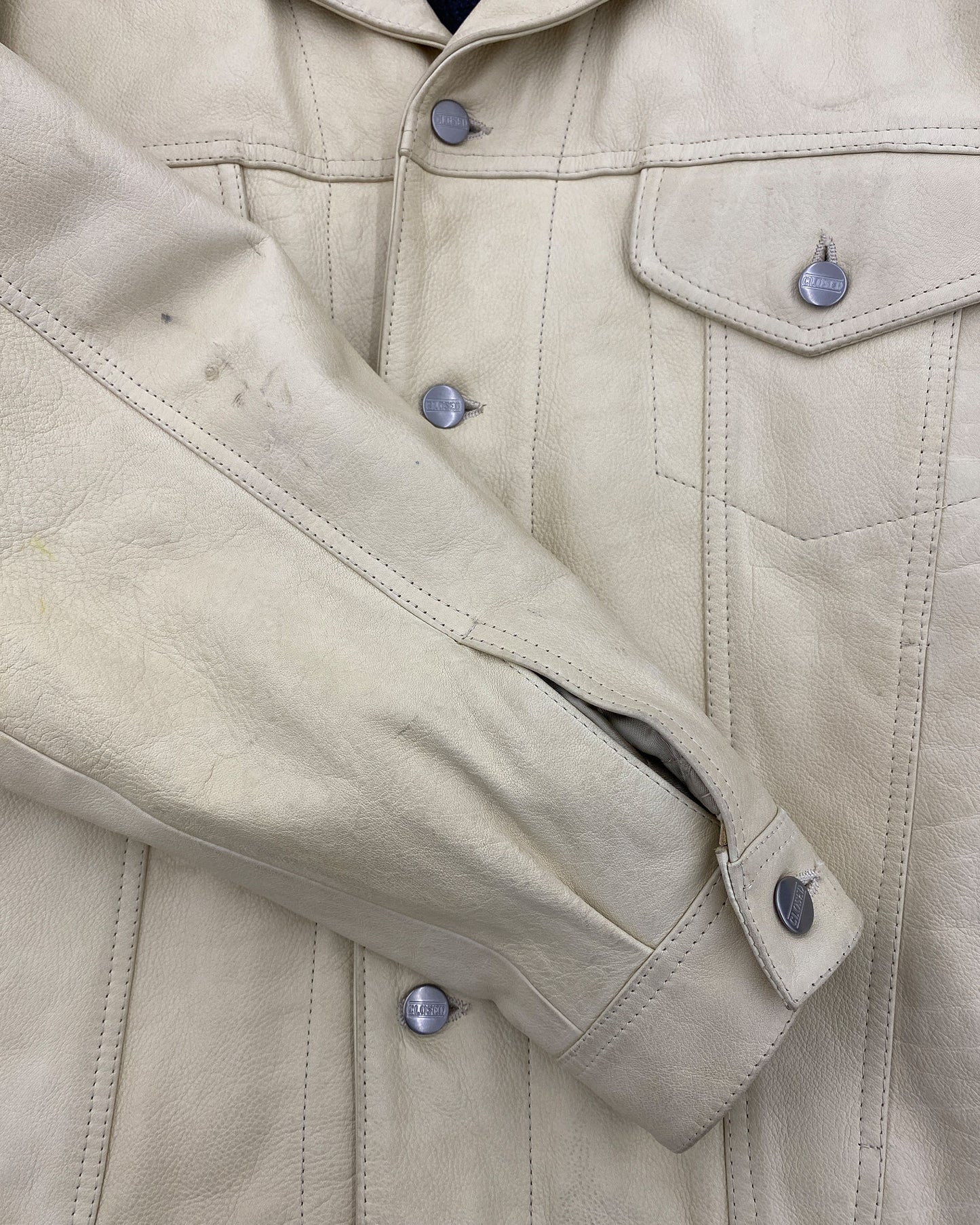 Closed by Girbaud 1980s Indestructible Leather Jacket Beige