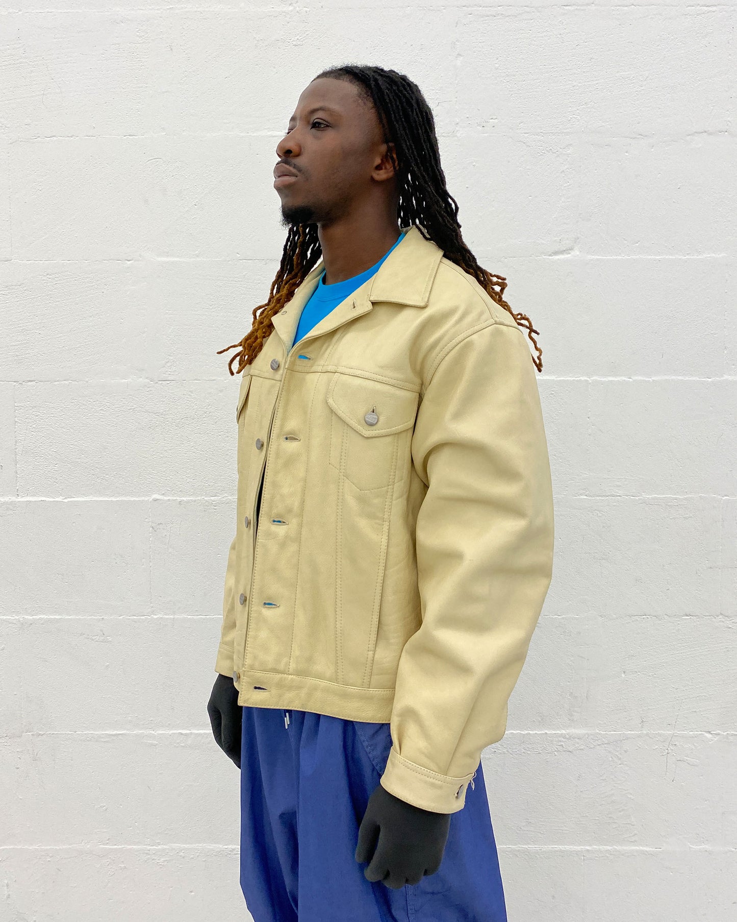 Closed by Girbaud 1980s Indestructible Leather Jacket Beige