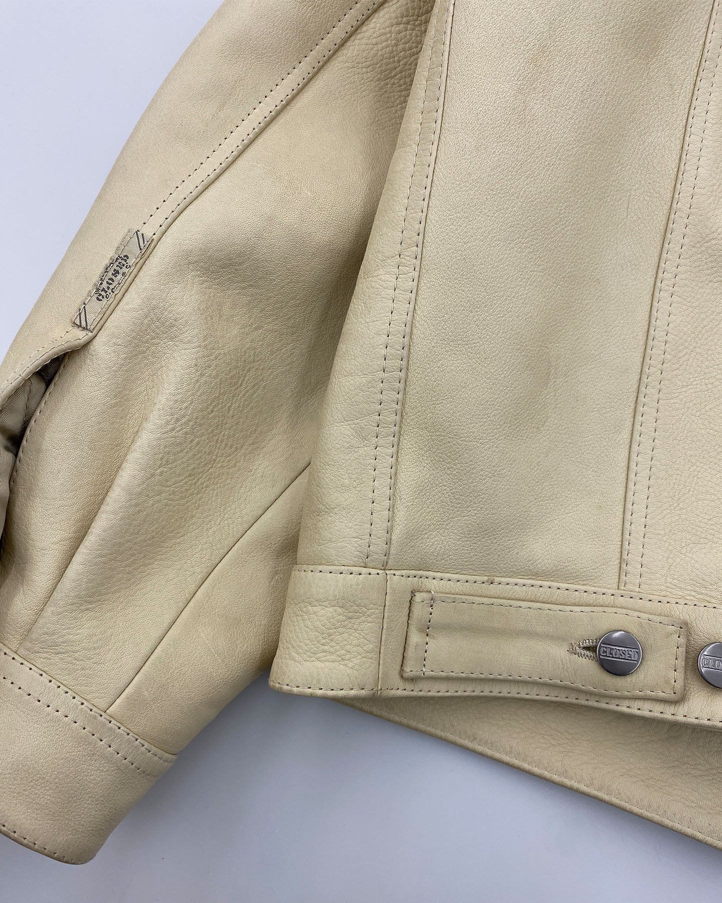 Closed by Girbaud 1980s Indestructible Leather Jacket Beige