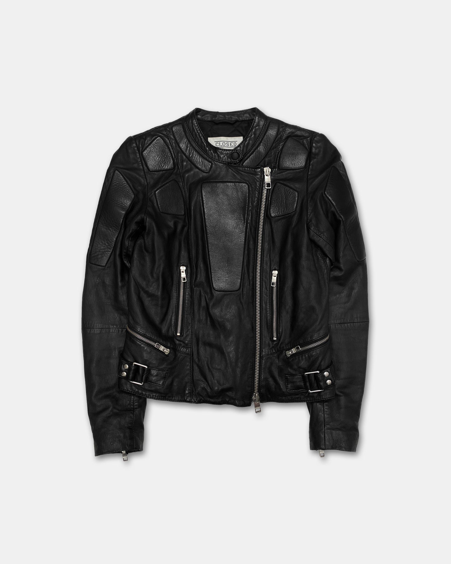 Closed 2000s Lambleather Padded Biker Leatherjacket Black