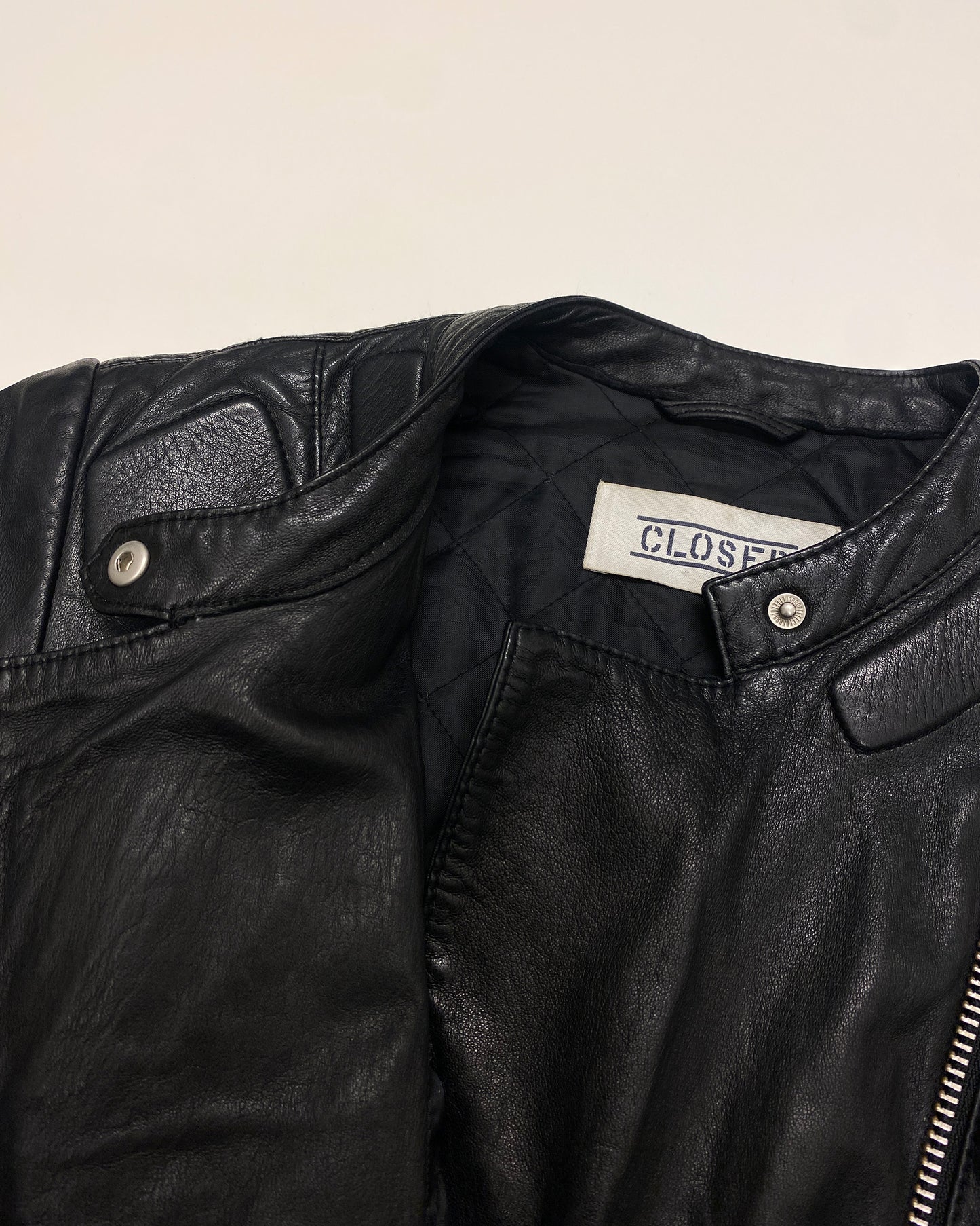 Closed 2000s Lambleather Padded Biker Leatherjacket Black