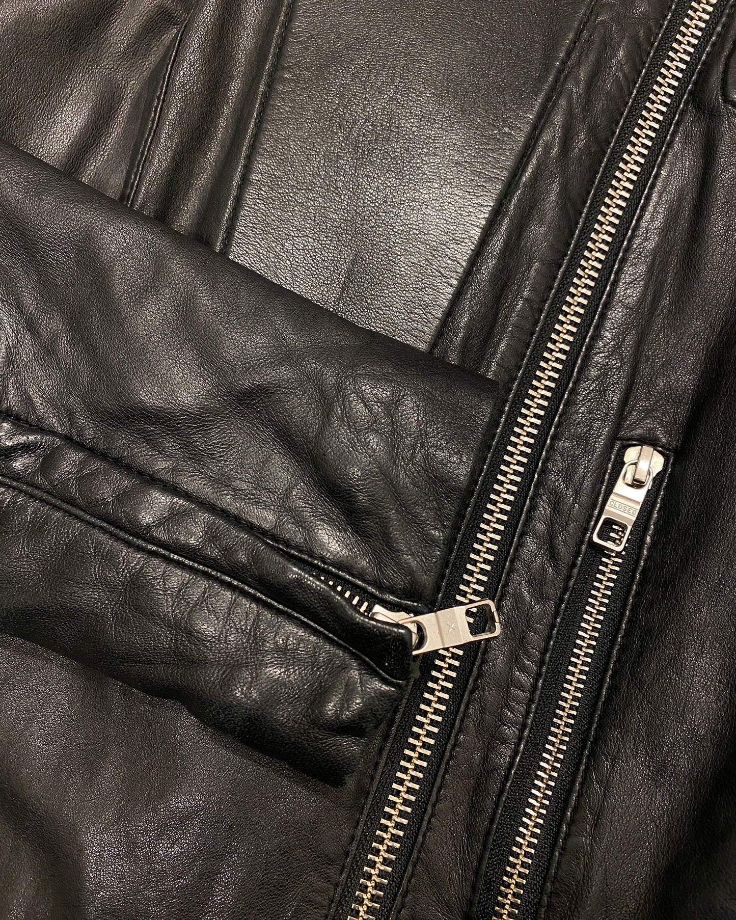 Closed 2000s Lambleather Padded Biker Leatherjacket Black