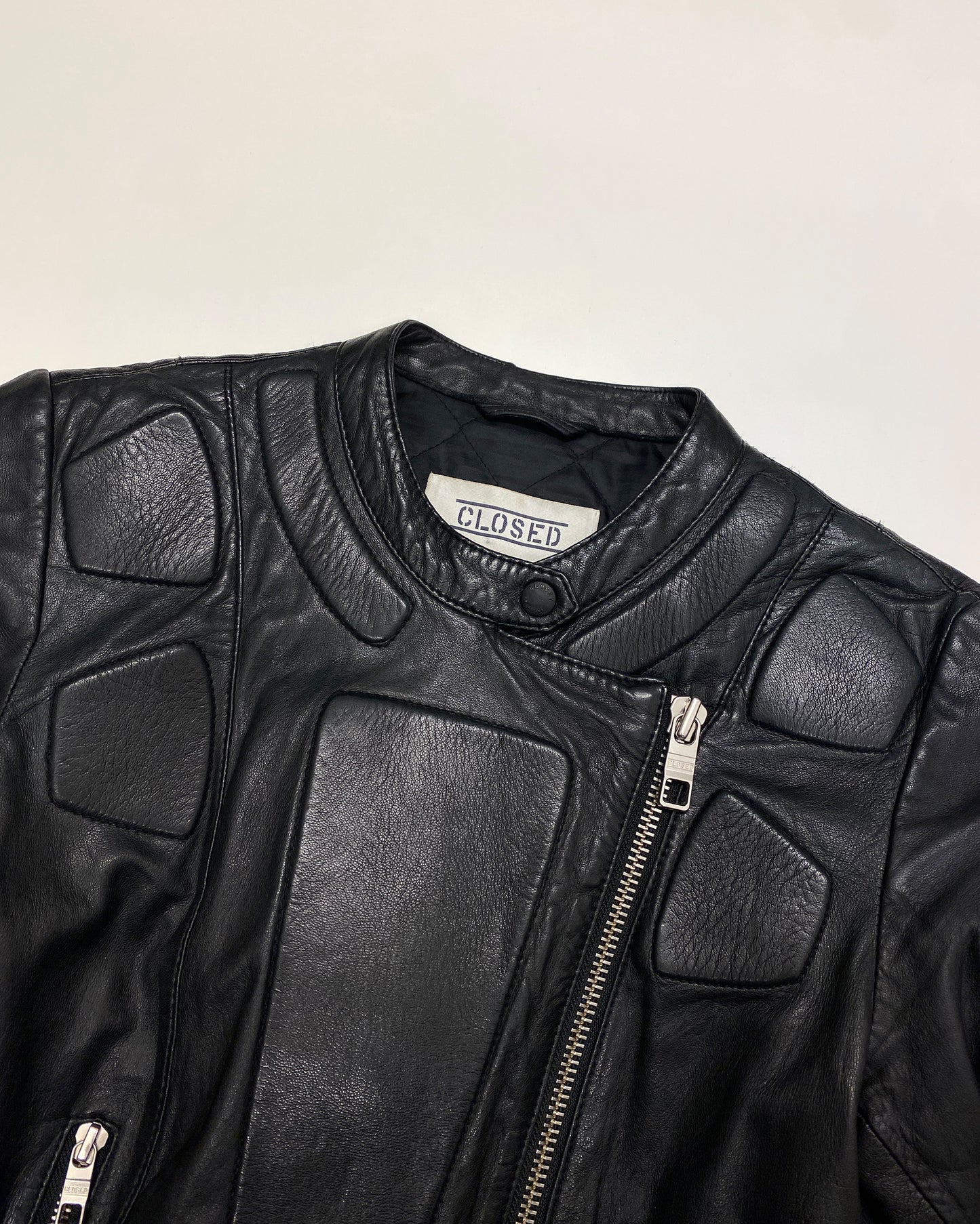 Closed 2000s Lambleather Padded Biker Leatherjacket Black