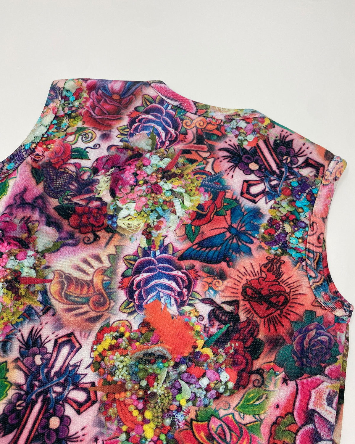Comme des Garçons SS2004 Tattoo & Pearl Print Tanktop Multicolor