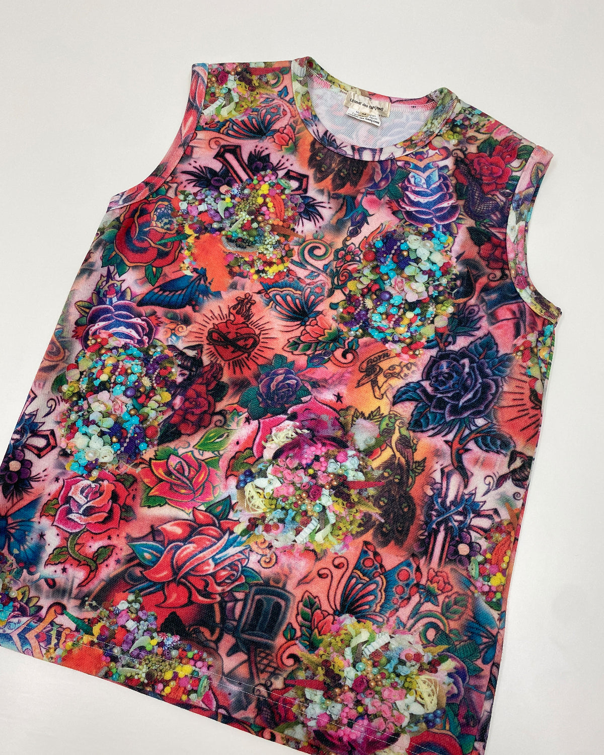 Comme des Garçons SS2004 Tattoo & Pearl Print Tanktop Multicolor