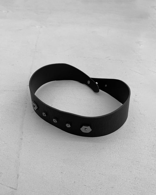 Cop Copine 2010s Nut Screw Leather Belt Black