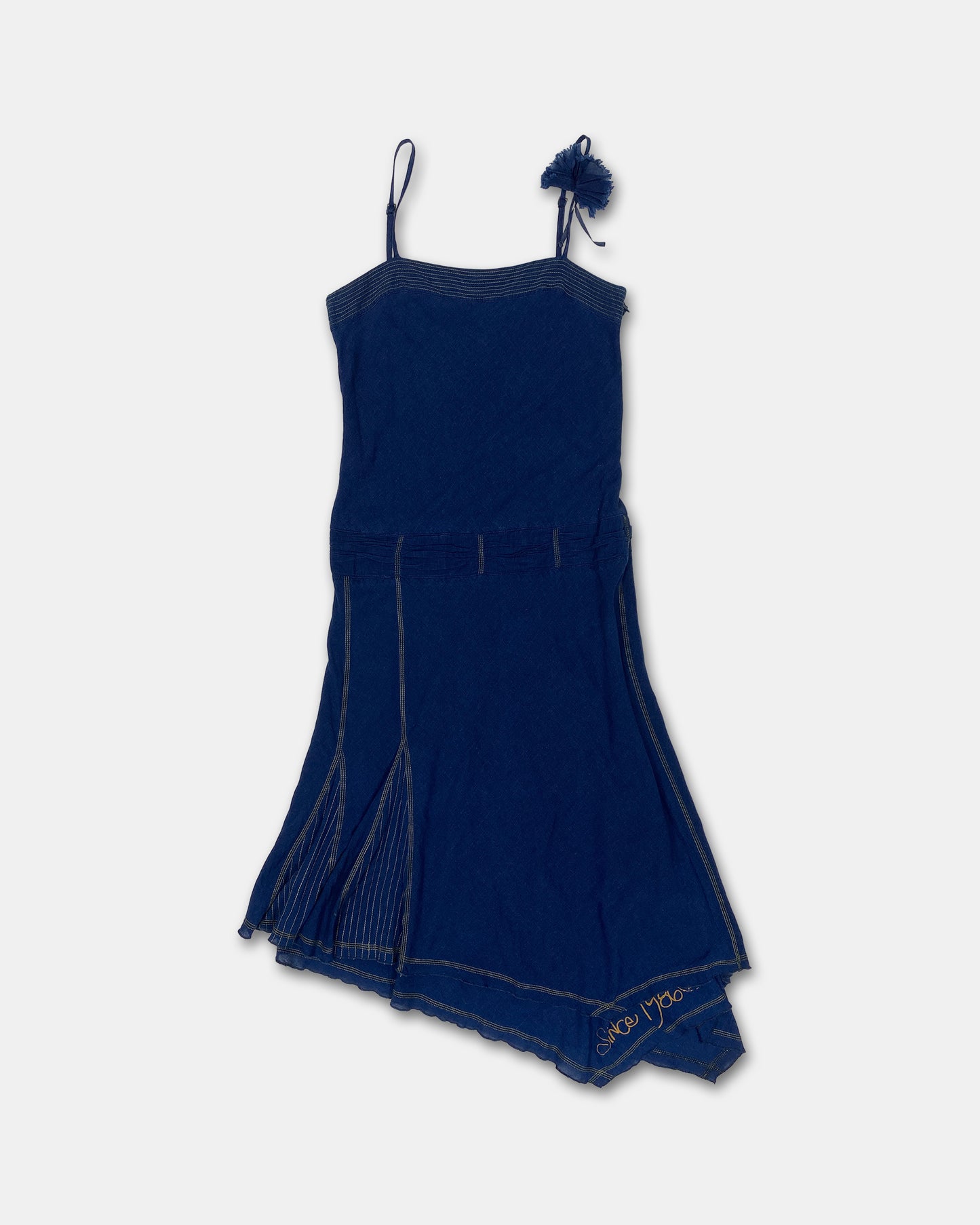Cop Copine 2000s Stone Washed Spaghetti Straps Dress Blue