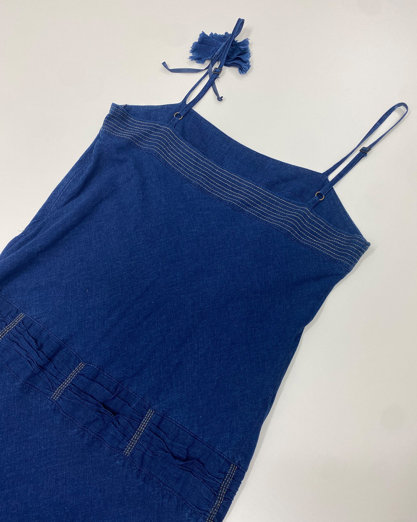 Cop Copine 2000s Stone Washed Spaghetti Straps Dress Blue