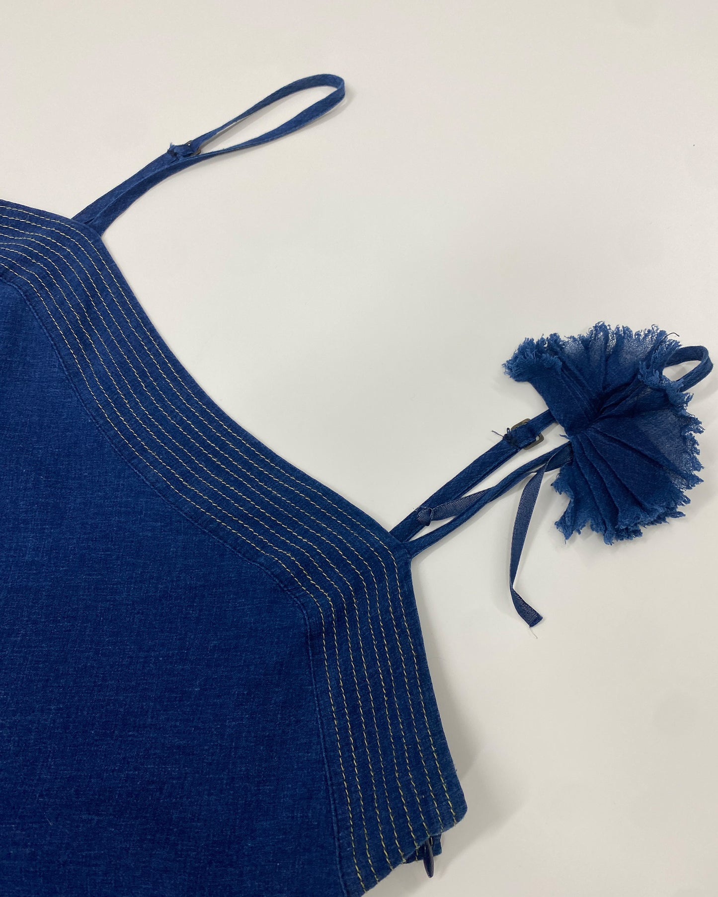 Cop Copine 2000s Stone Washed Spaghetti Straps Dress Blue