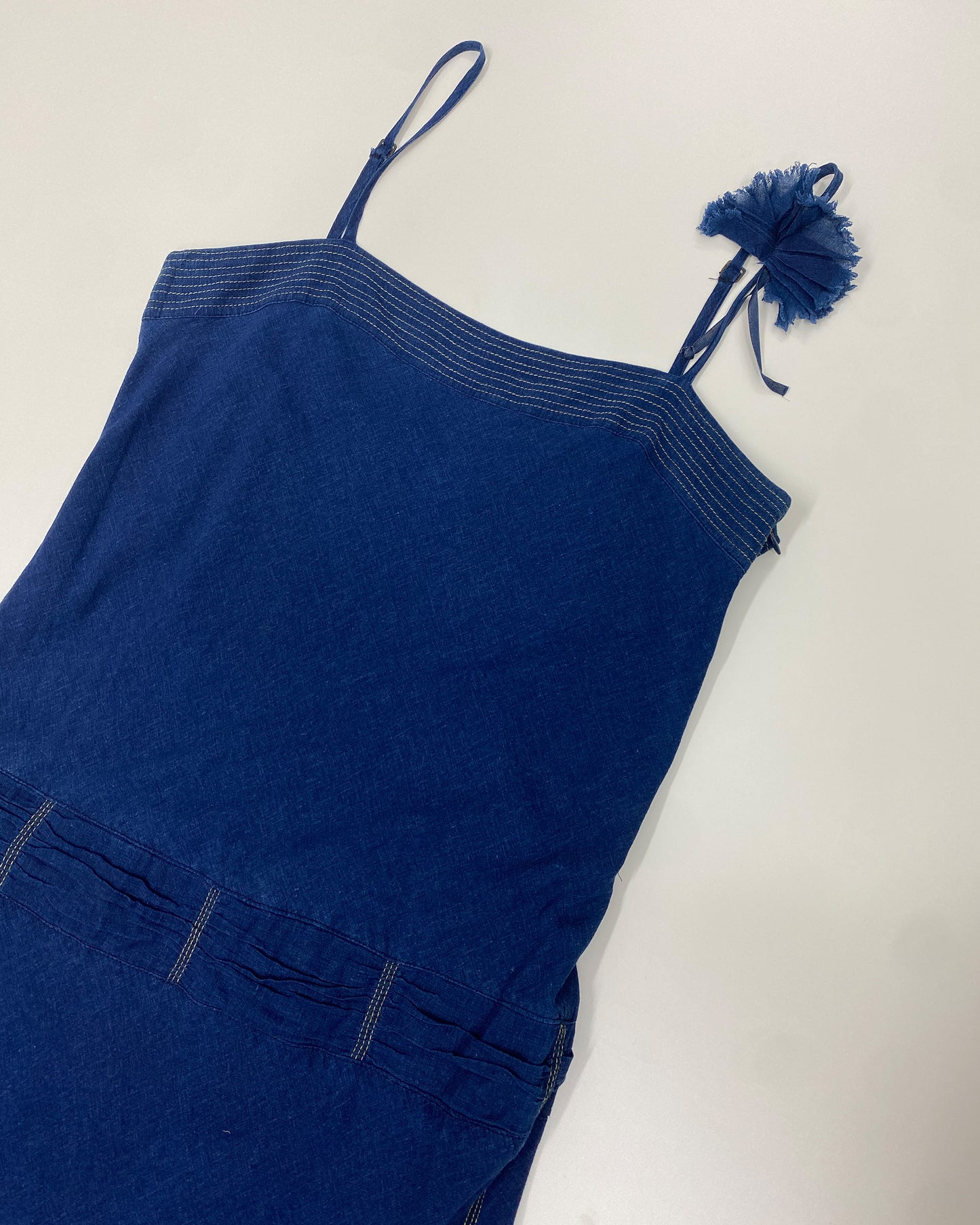Cop Copine 2000s Stone Washed Spaghetti Straps Dress Blue