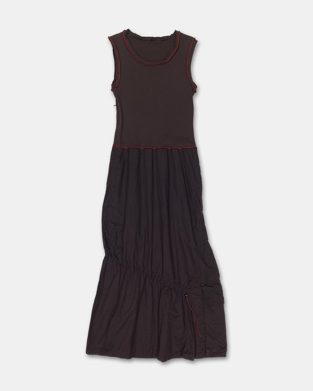 Cop Copine 2000s Adjustable Open Hem Pocket Tank Dress Brown