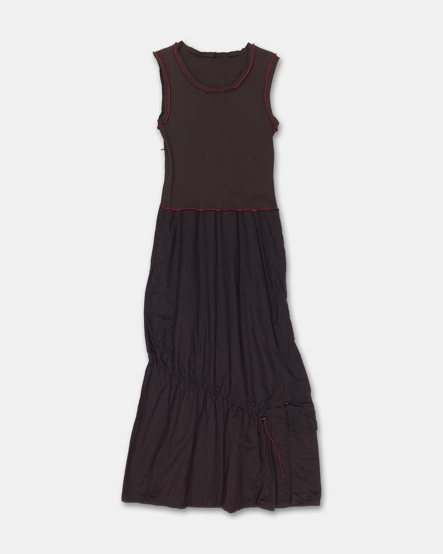Cop Copine 2000s Adjustable Open Hem Pocket Tank Dress Brown