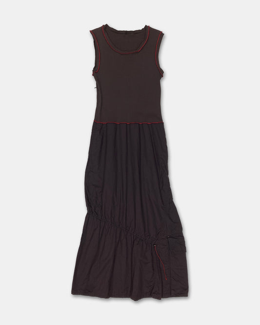 Cop Copine 2000s Adjustable Open Hem Pocket Tank Dress Brown