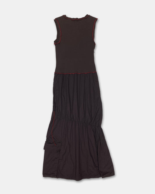 Cop Copine 2000s Adjustable Open Hem Pocket Tank Dress Brown