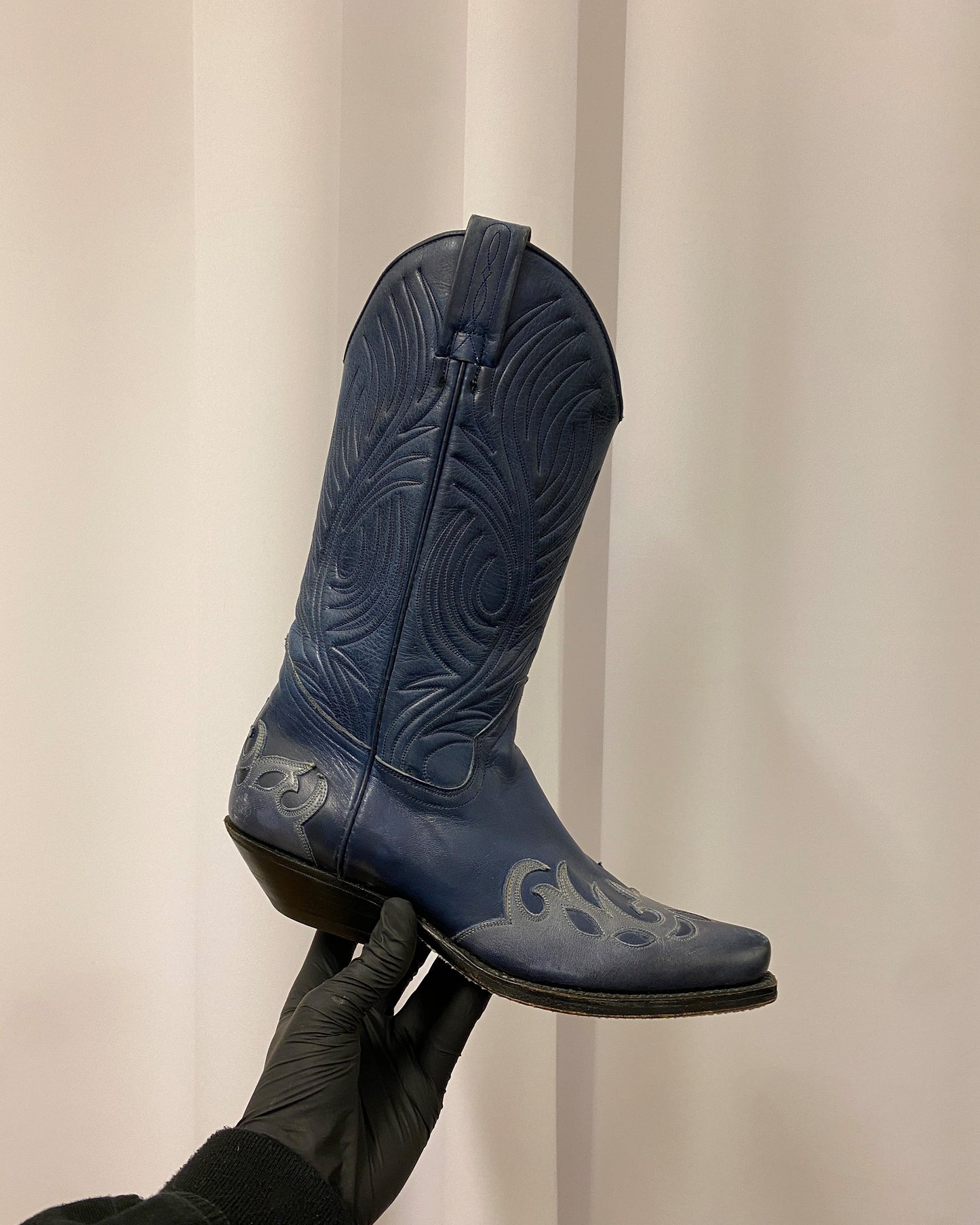 Tony Mora 1990s Ombre Cowboy Boots Blue