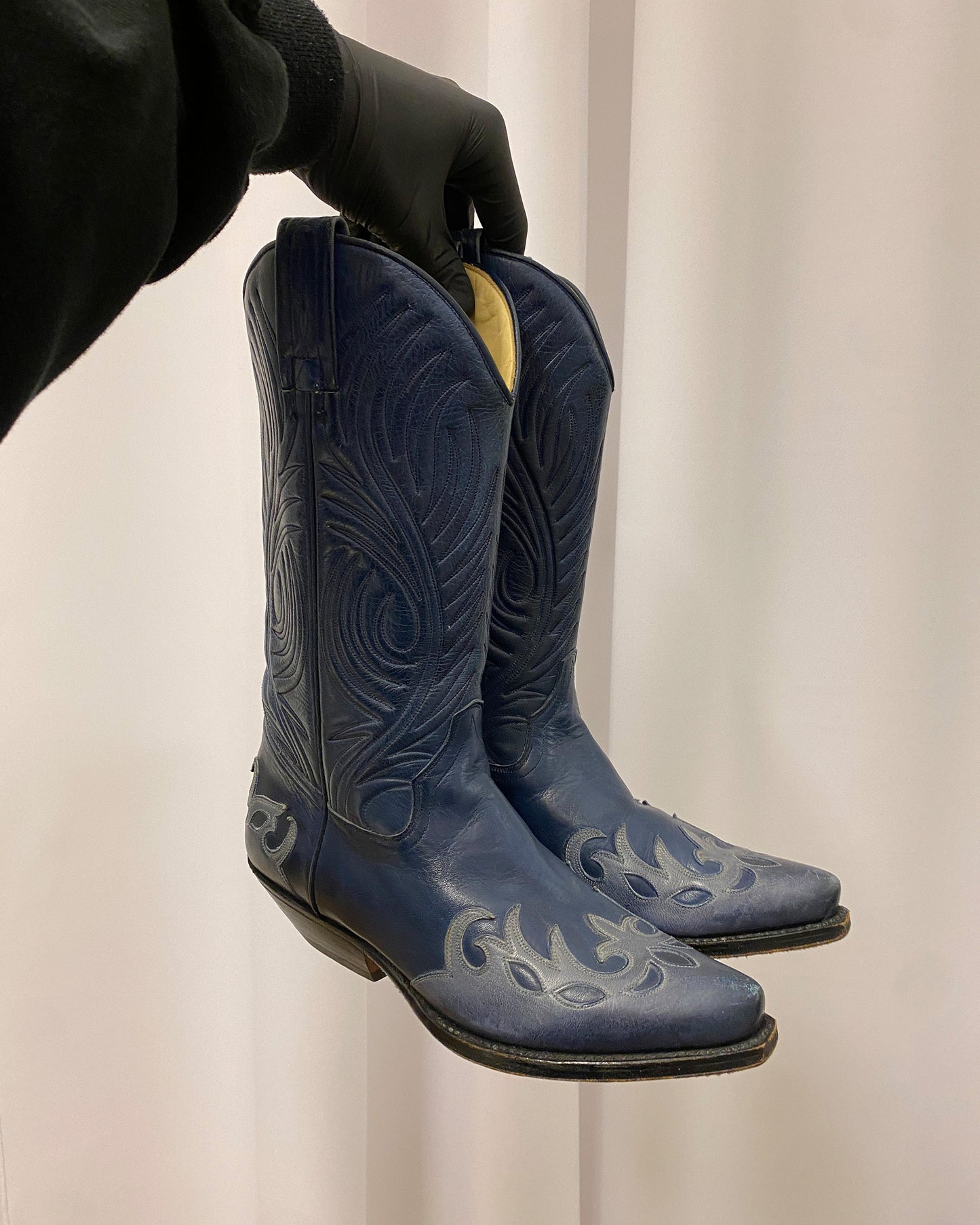 Tony Mora 1990s Ombre Cowboy Boots Blue