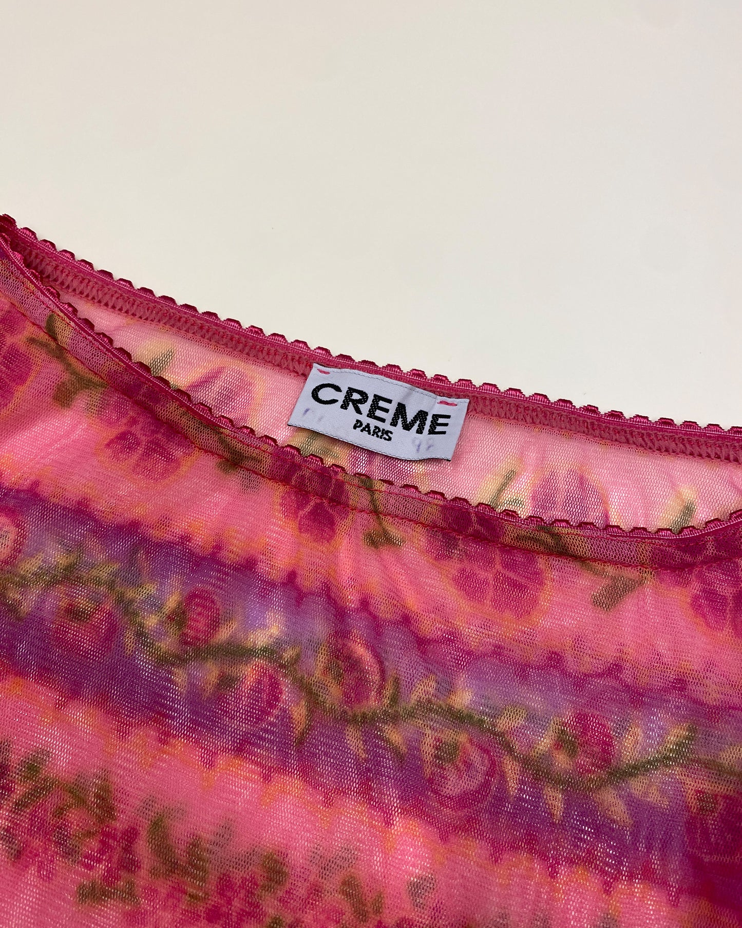 Creme Paris 2000s Flower Mesh Longsleeve Top Pink