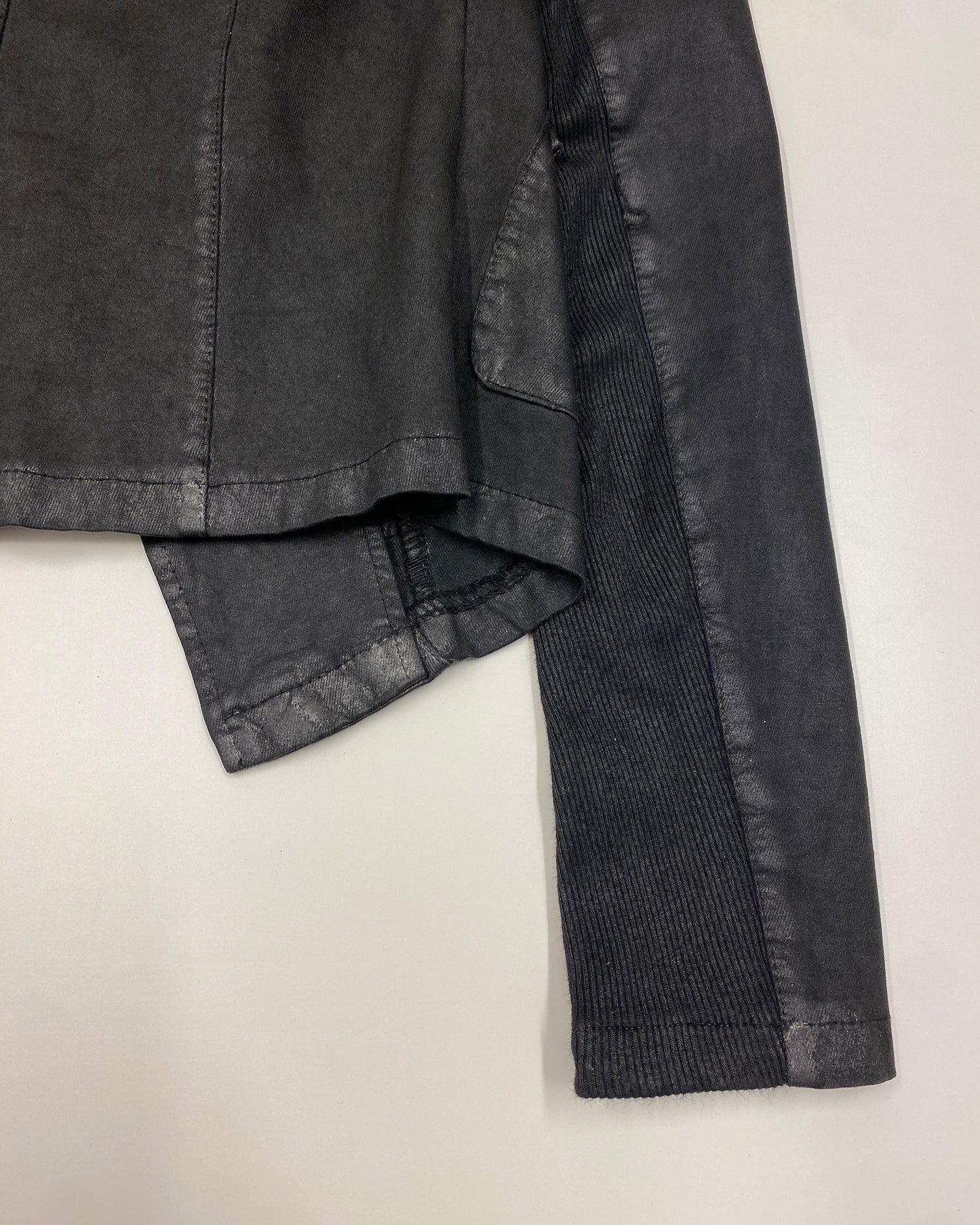 La Haine Inside Us 2020s Waxed Asymmetrical Zip Jacket Black