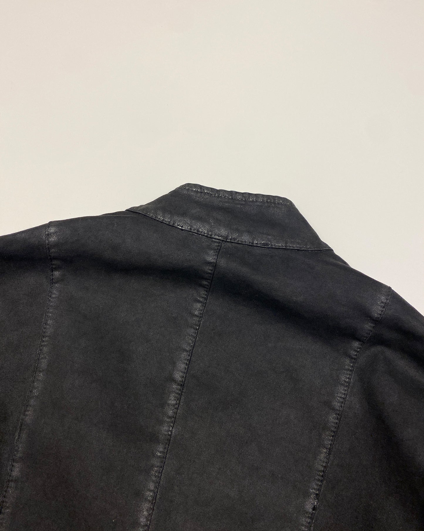 La Haine Inside Us 2020s Waxed Asymmetrical Zip Jacket Black