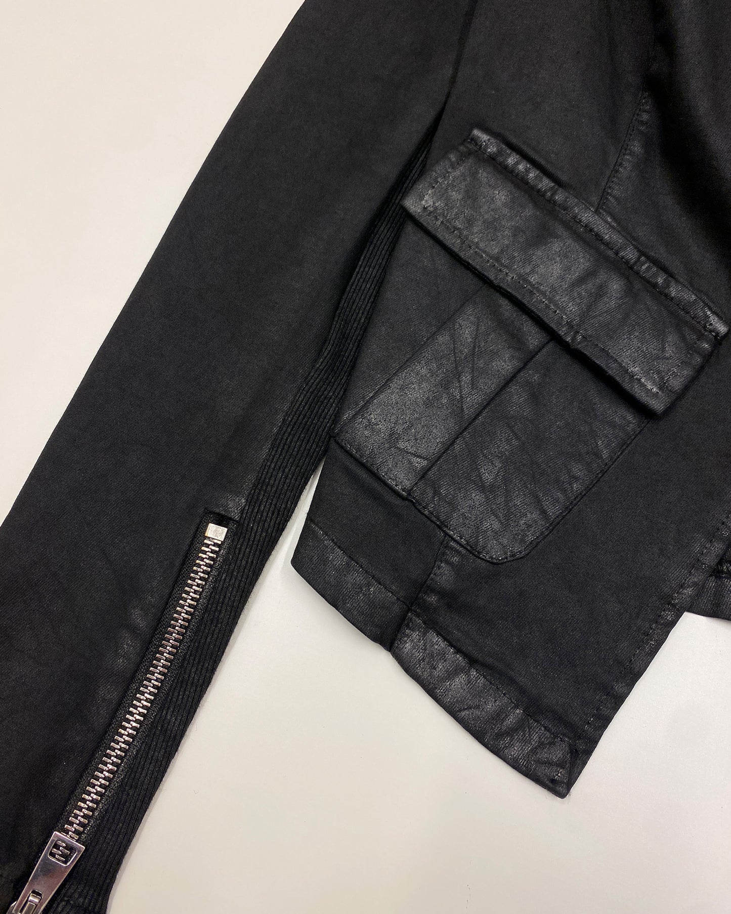 La Haine Inside Us 2020s Waxed Asymmetrical Zip Jacket Black