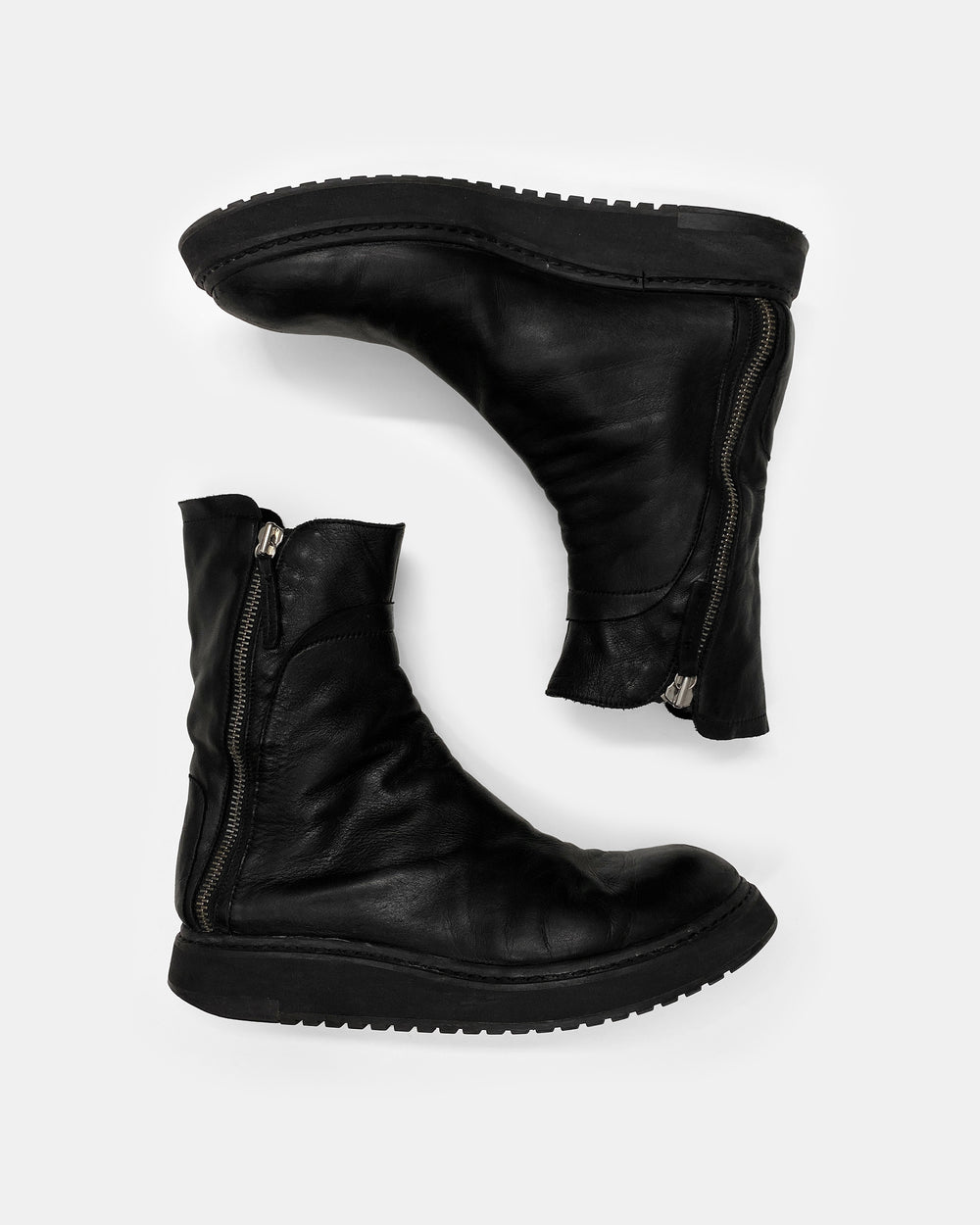 Cinzia Araia AW2020 Double Zip Leather Berek Boots Black