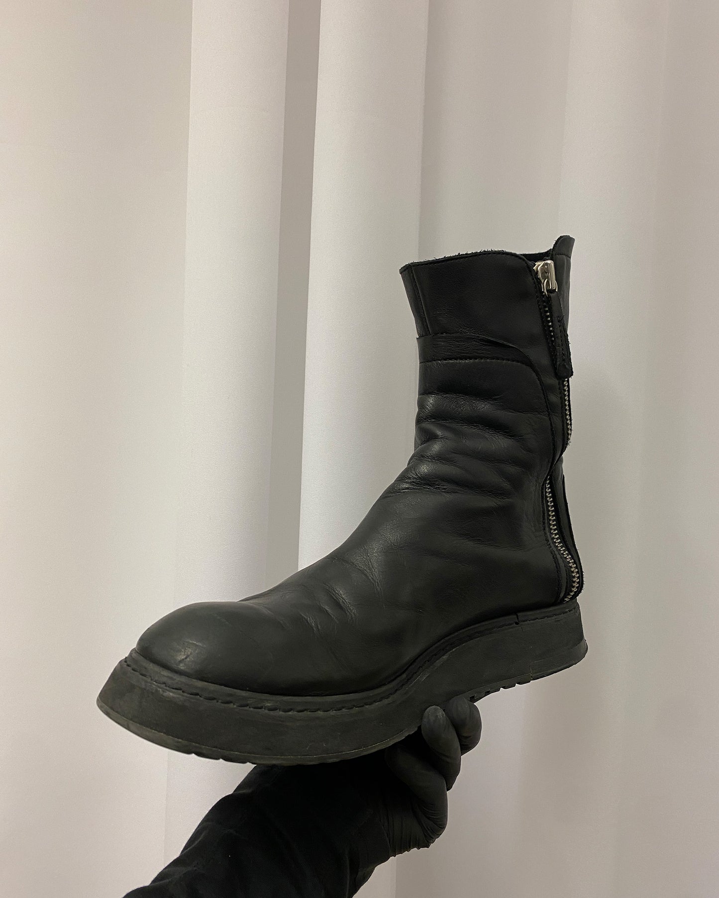Cinzia Araia AW2020 Double Zip Leather Berek Boots Black