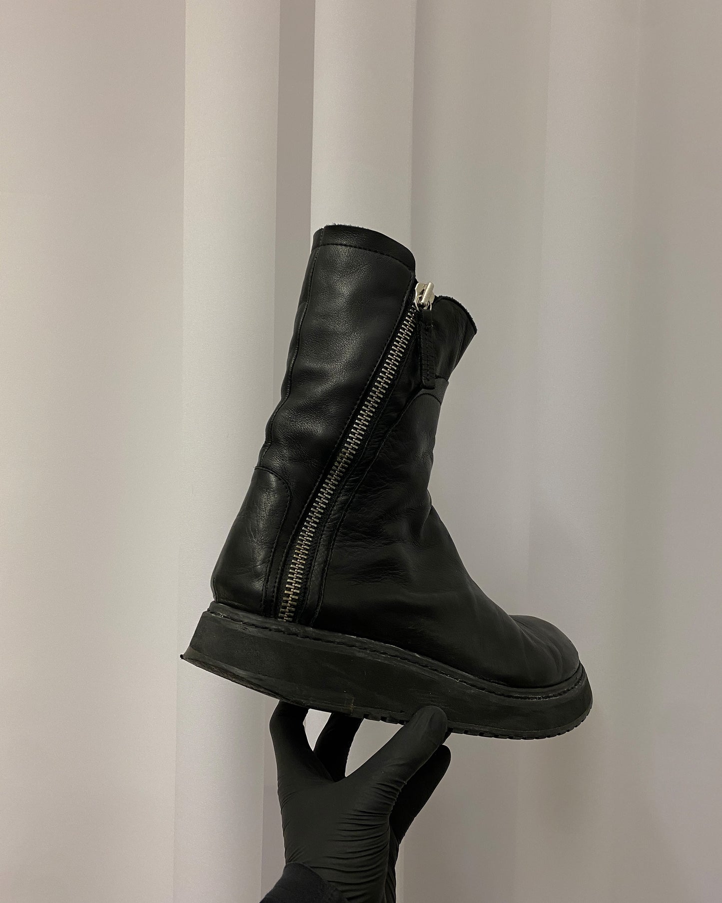 Cinzia Araia AW2020 Double Zip Leather Berek Boots Black