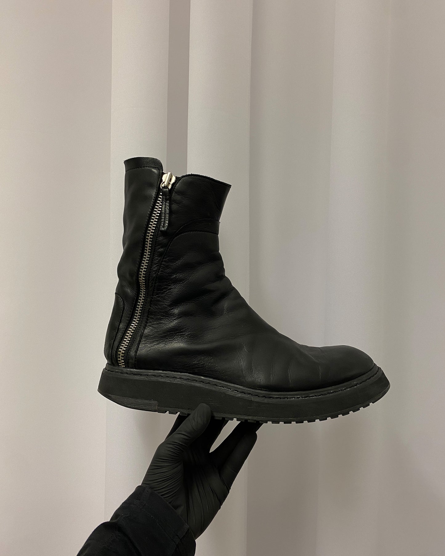 Cinzia Araia AW2020 Double Zip Leather Berek Boots Black