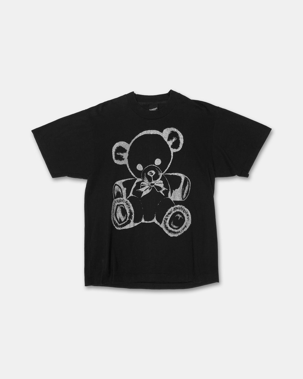 Vintage Diamond Dust 1990s Glitter Teddy Bear Single Stitched T-Shirt Black