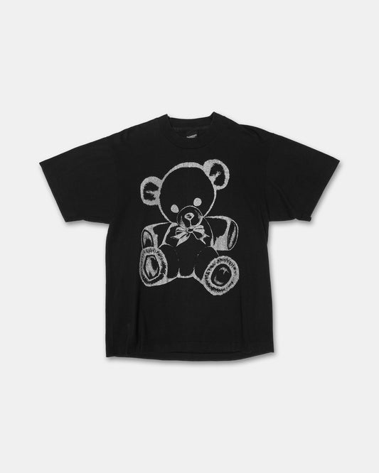 Vintage Diamond Dust 1990s Glitter Teddy Bear Single Stitched T-Shirt Black