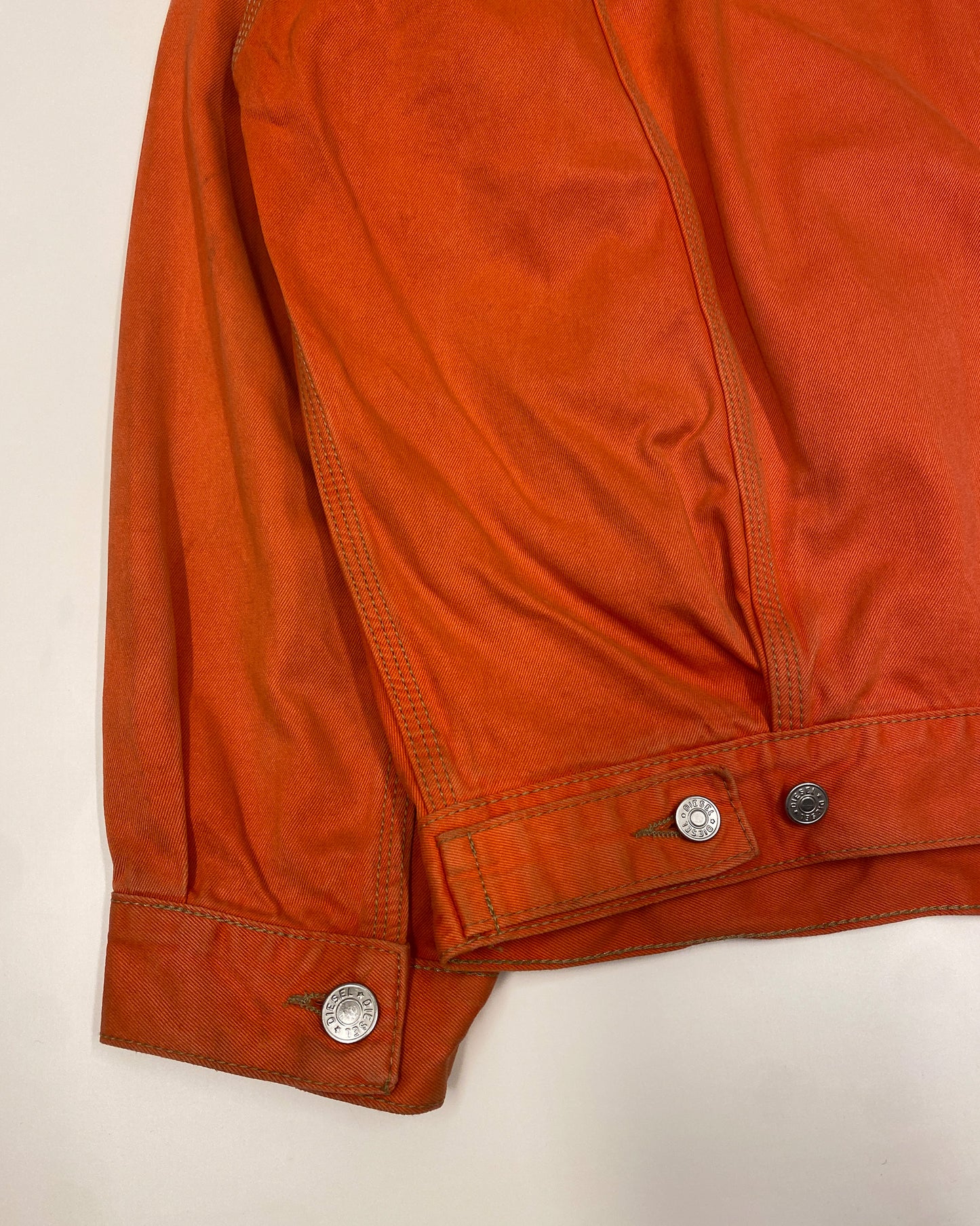 Diesel 1990s Denver Leather Collar Denim Jacket Orange