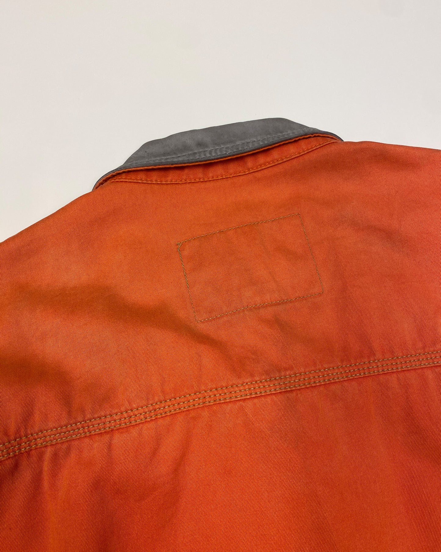Diesel 1990s Denver Leather Collar Denim Jacket Orange