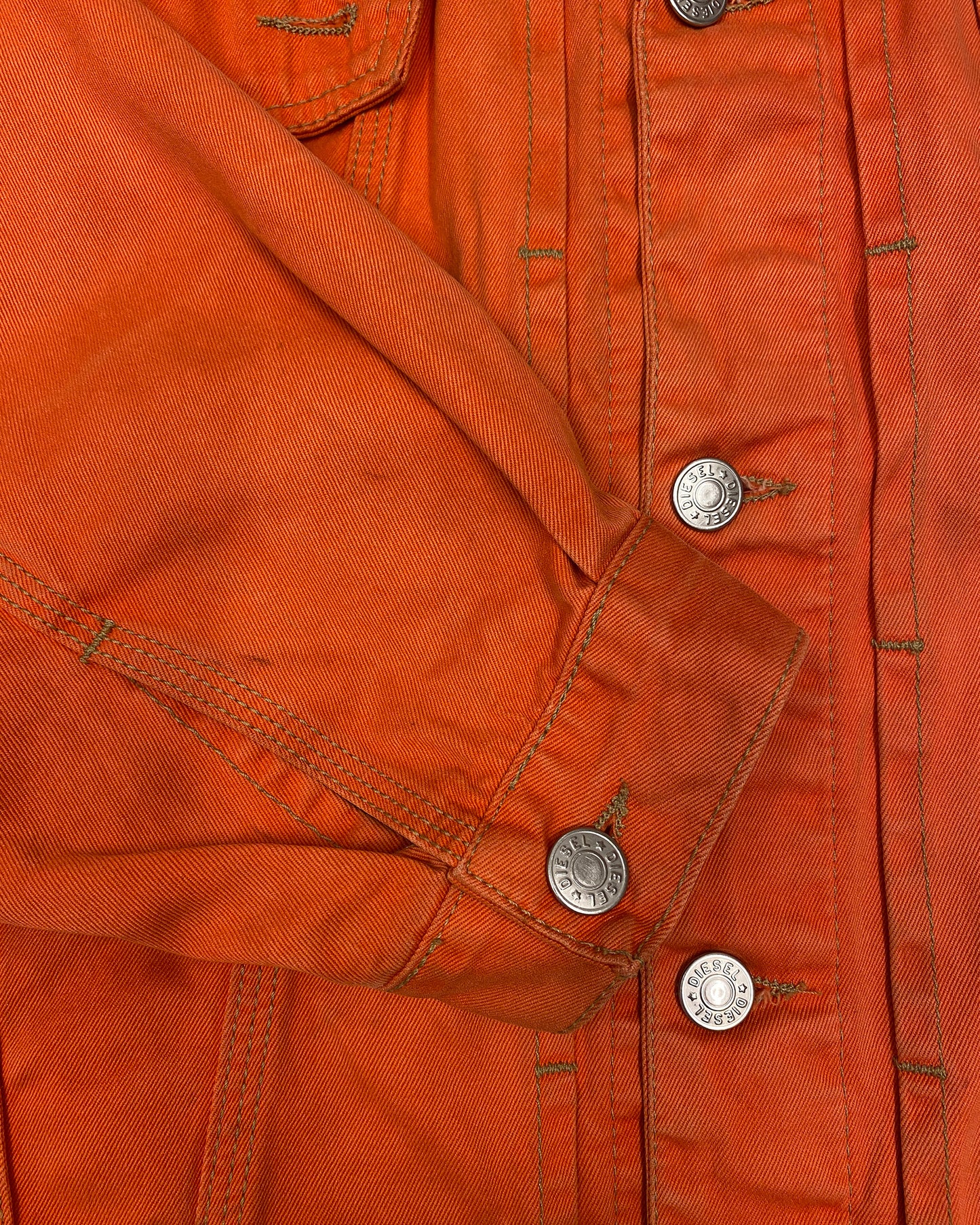 Diesel 1990s Denver Leather Collar Denim Jacket Orange