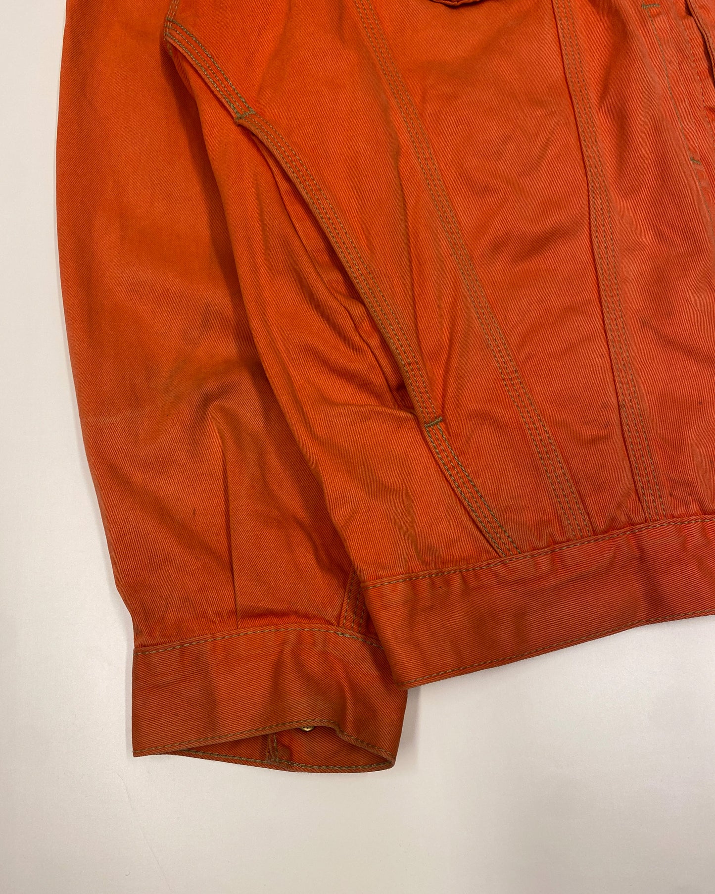 Diesel 1990s Denver Leather Collar Denim Jacket Orange