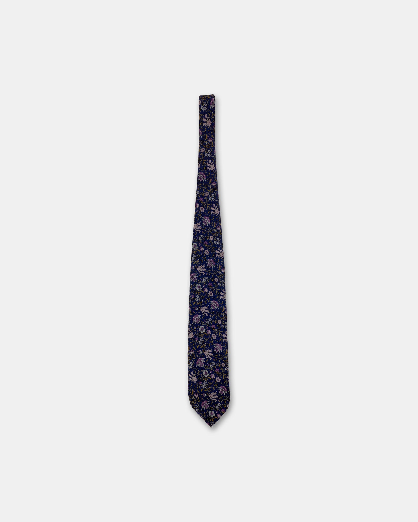 Christian Dior 1980s Flowers Tie Navy Purple