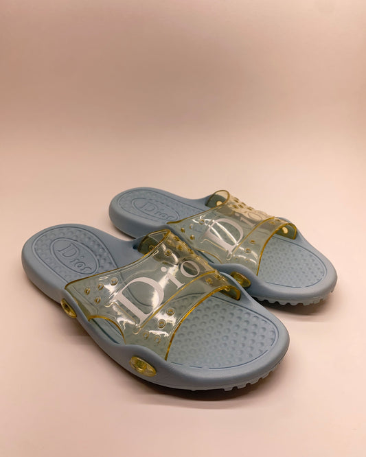 Dior by John Galliano 2000s Flip Flop Slides Light Blue