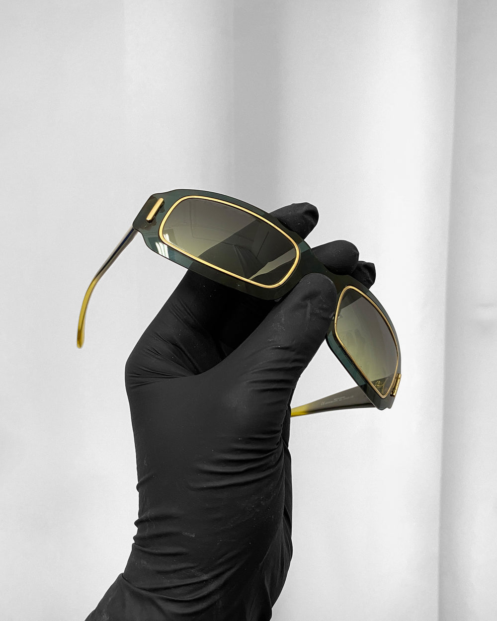 Christian Dior 1980s Working Girl See Through Sunglasses Black Gold