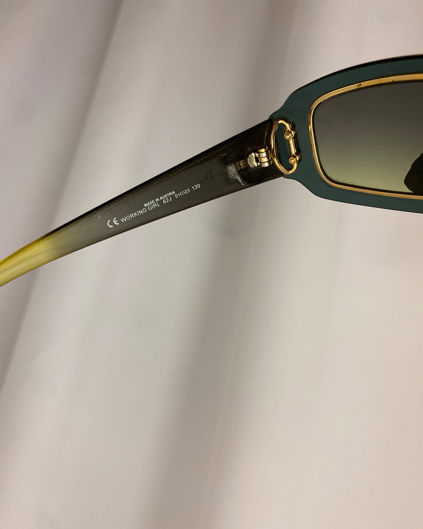 Christian Dior 1980s Working Girl See Through Sunglasses Black Gold