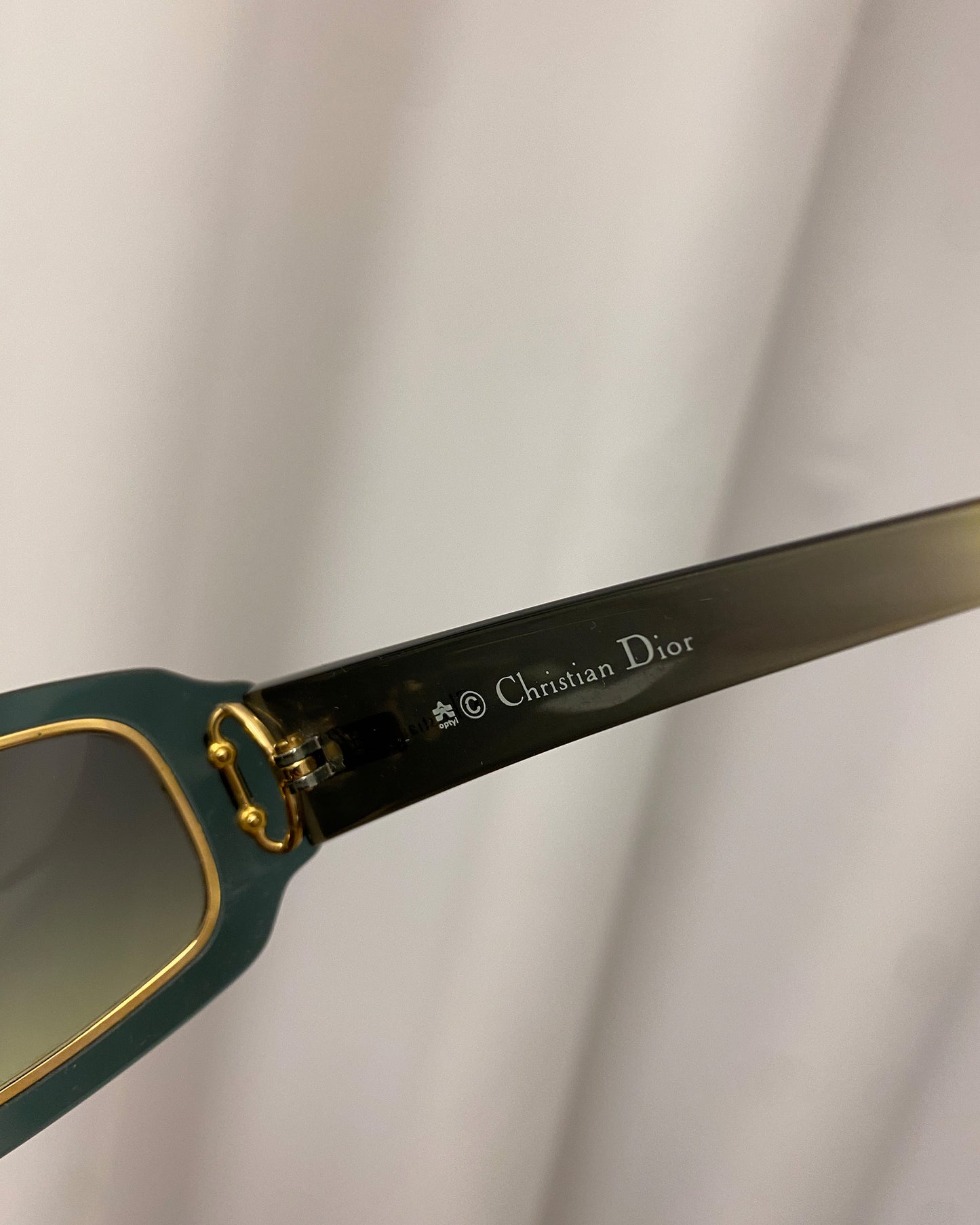 Christian Dior 1980s Working Girl See Through Sunglasses Black Gold