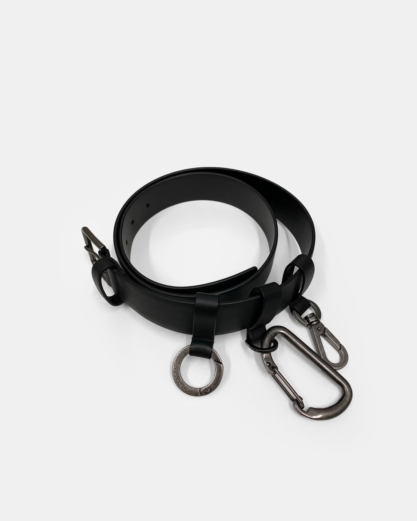 Dolce & Gabbana 2020s Calfskin Key Ring Attachments Belt Black