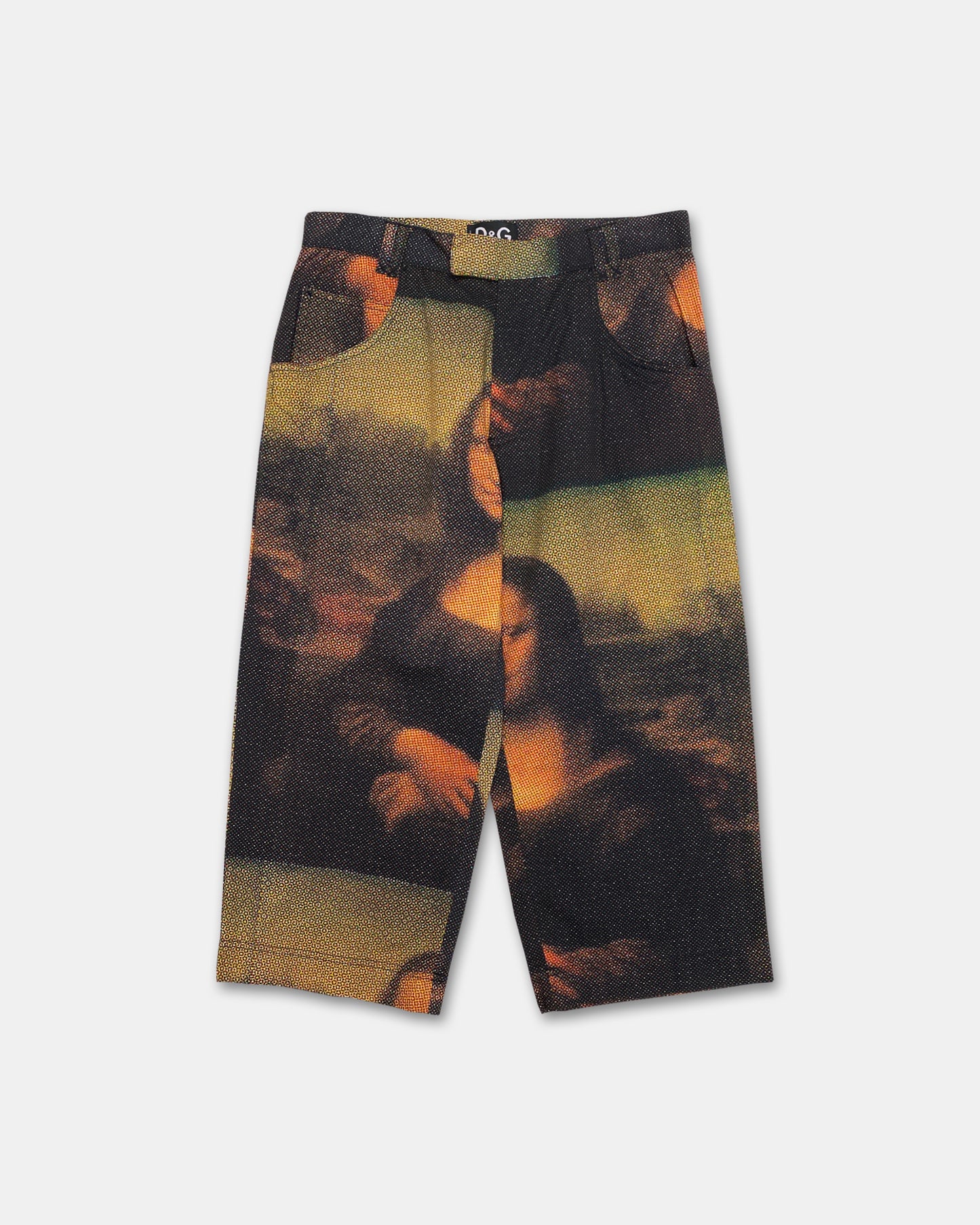 Dolce & Gabbana 1990s Mona Lisa All Over Print Capri Pants Multicolor