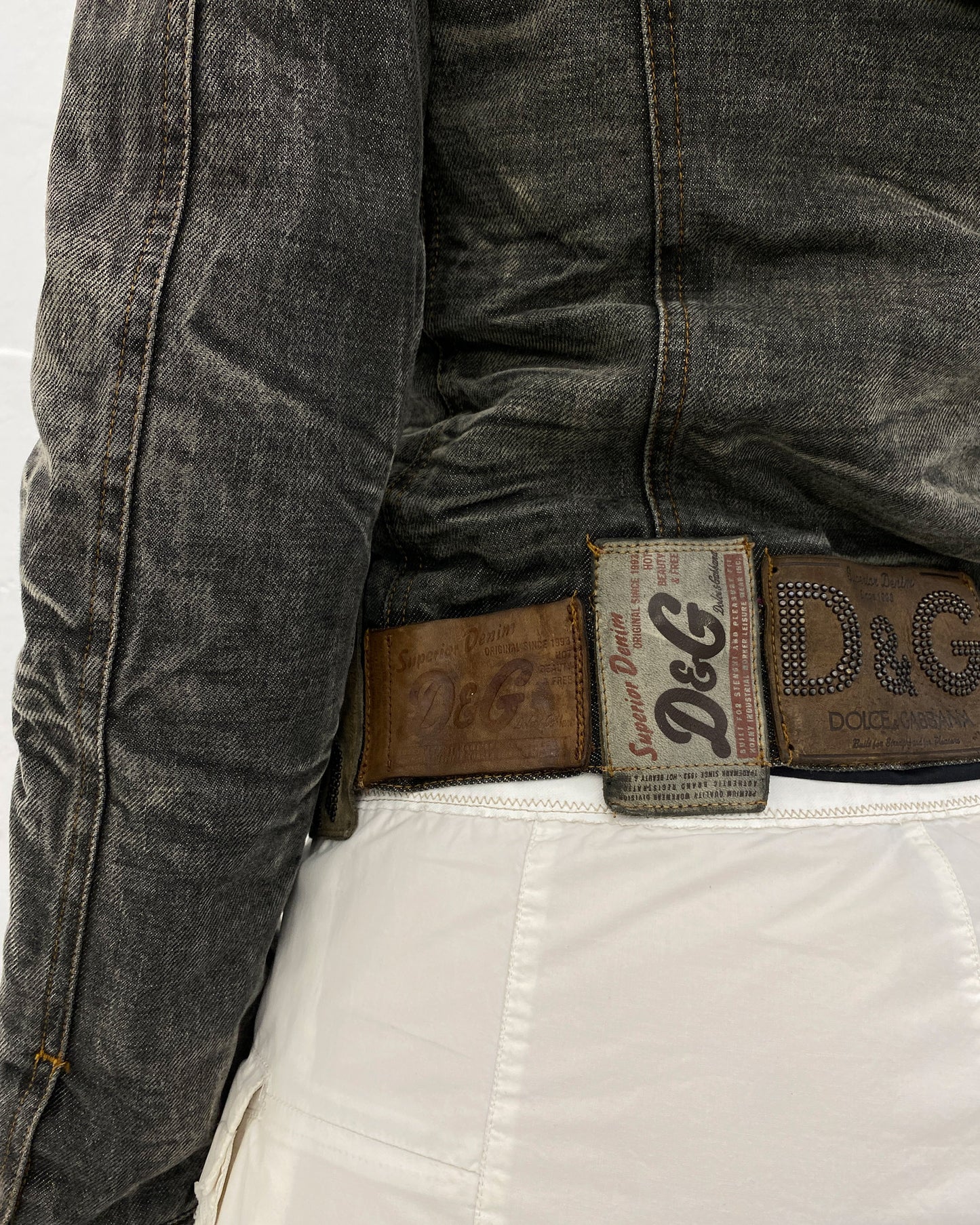 Dolce & Gabbana AW2003 Multi Patch Denim Jacket Grey