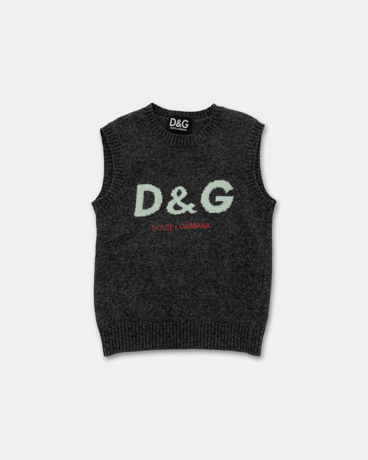 Dolce &amp; Gabbana 2000s Strickpullover Weste Dunkelgrau 