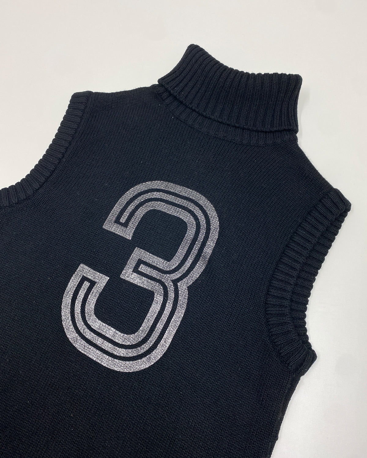 Dolce & Gabbana 2000s Number 3 Knit Wool Sweater Vest Black