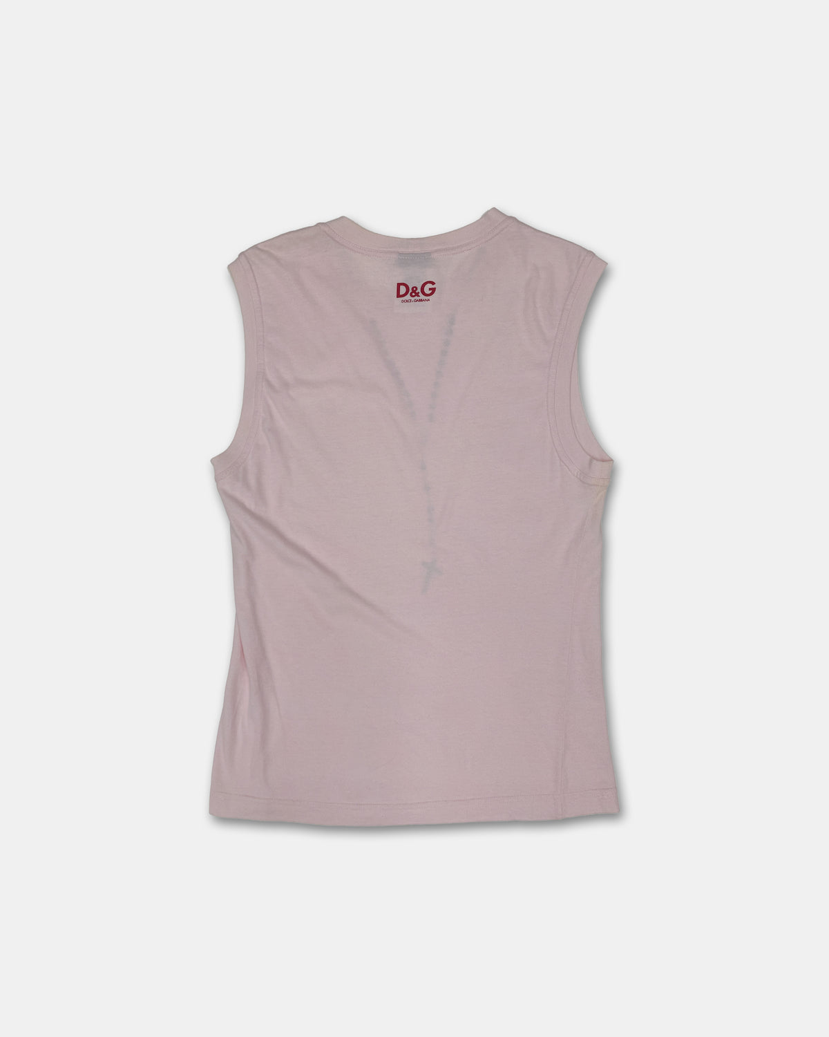 Dolce & Gabbana 1990s Rosary Cross Chain Tanktop Light Pink