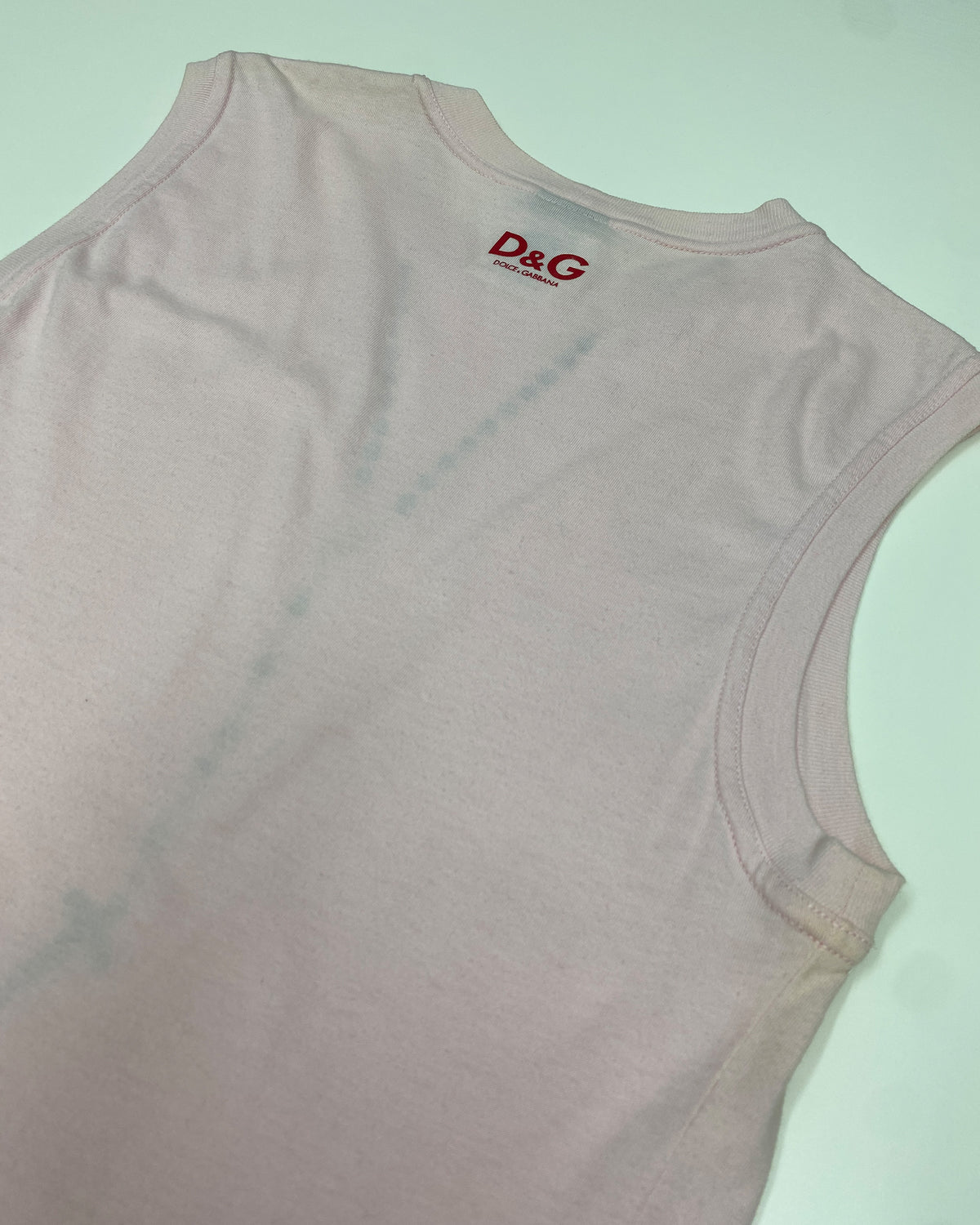 Dolce & Gabbana 1990s Rosary Cross Chain Tanktop Light Pink